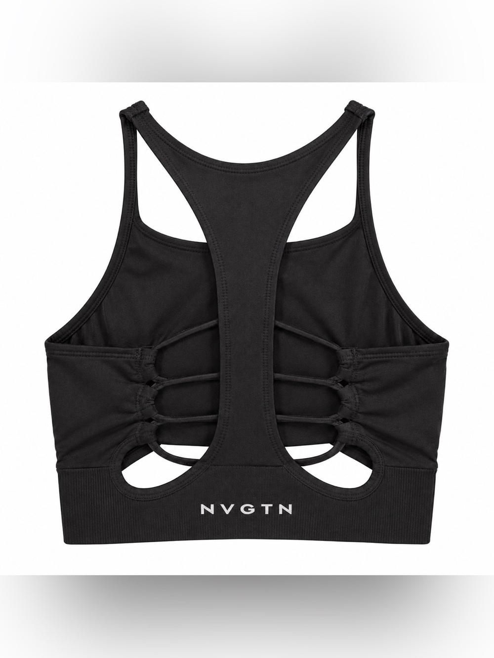 NVGTN Trilogy Sports Bra Black Strappy Cutout Racerback Size M